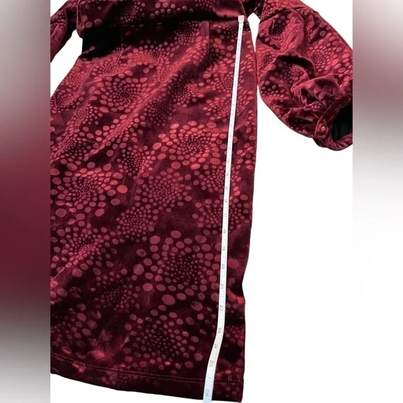 VELVET FITTED MIDI DRESS WITH PUFF SLEEVES SIZE M - Picture 11 of 11